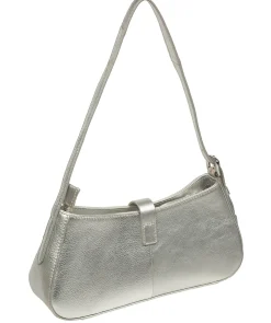 Evangeline' Metallic Silver Leather Grab Bag