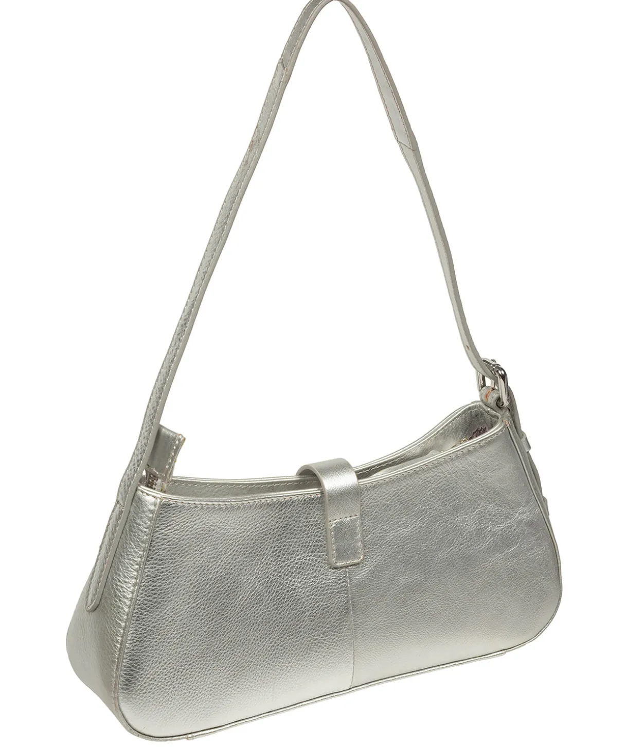 Evangeline' Metallic Silver Leather Grab Bag