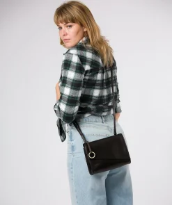 Fallon' Black Leather Cross Body Bag
