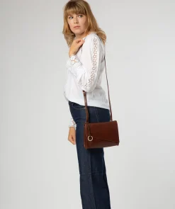 Fallon' Conker Brown Leather Cross Body Bag