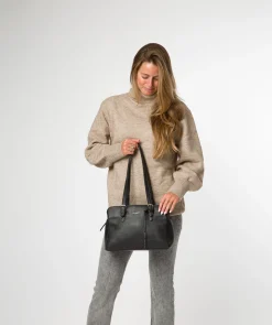 Faya' Black Leather Handbag