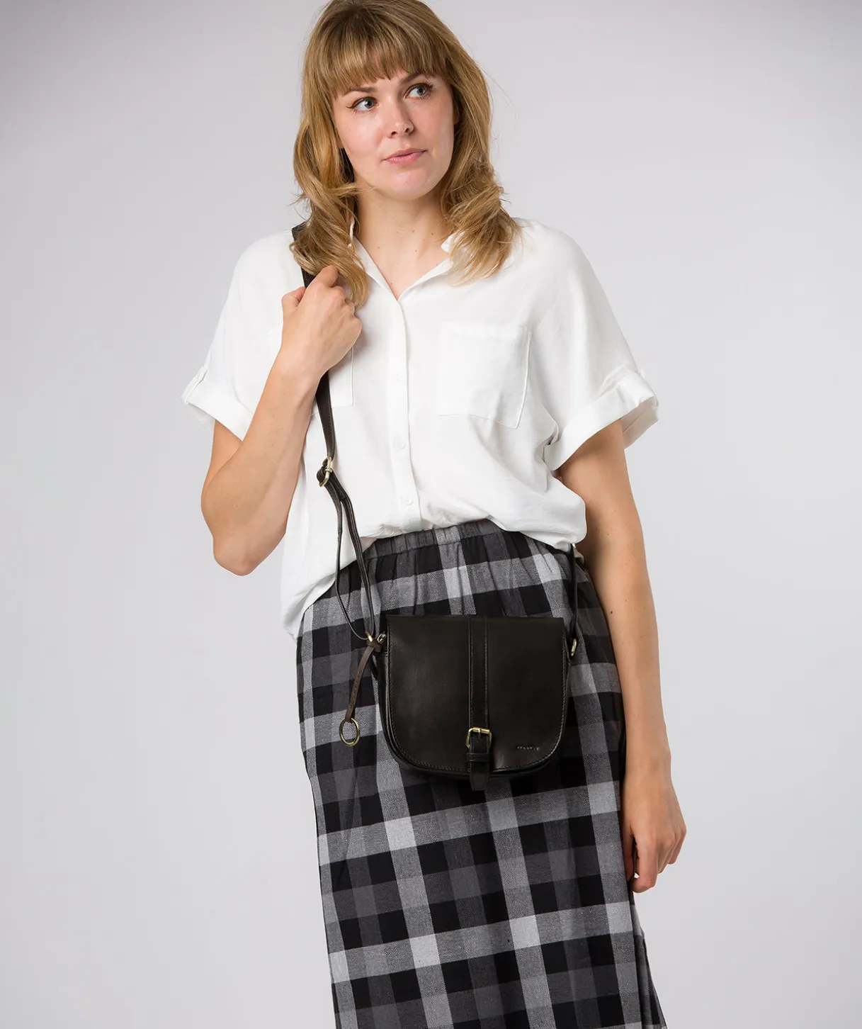 Fern' Black Leather Cross Body Bag