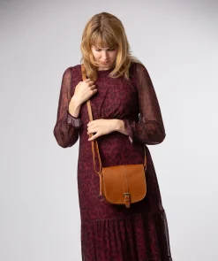 Fern' Dark Tan Leather Cross Body Bag