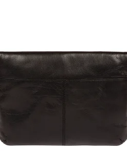 Flare' Black Leather Clutch Bag