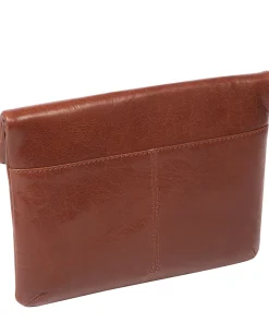 Flare' Conker Brown Leather Clutch Bag