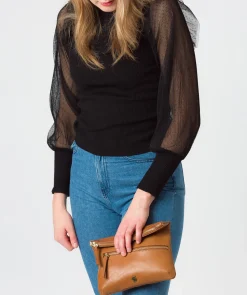 Flare' Dark Tan Leather Clutch Bag
