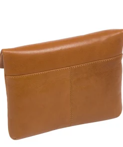 Flare' Dark Tan Leather Clutch Bag