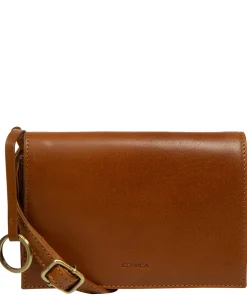 Fleur' Conker Brown & Dark Tan Leather Cross Body Bag