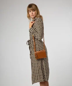 Fleur' Conker Brown & Dark Tan Leather Cross Body Bag