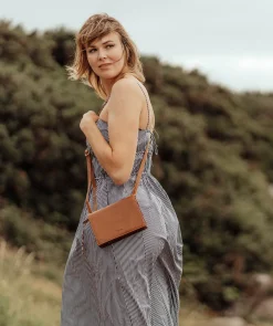 Fleur' Conker Brown & Dark Tan Leather Cross Body Bag