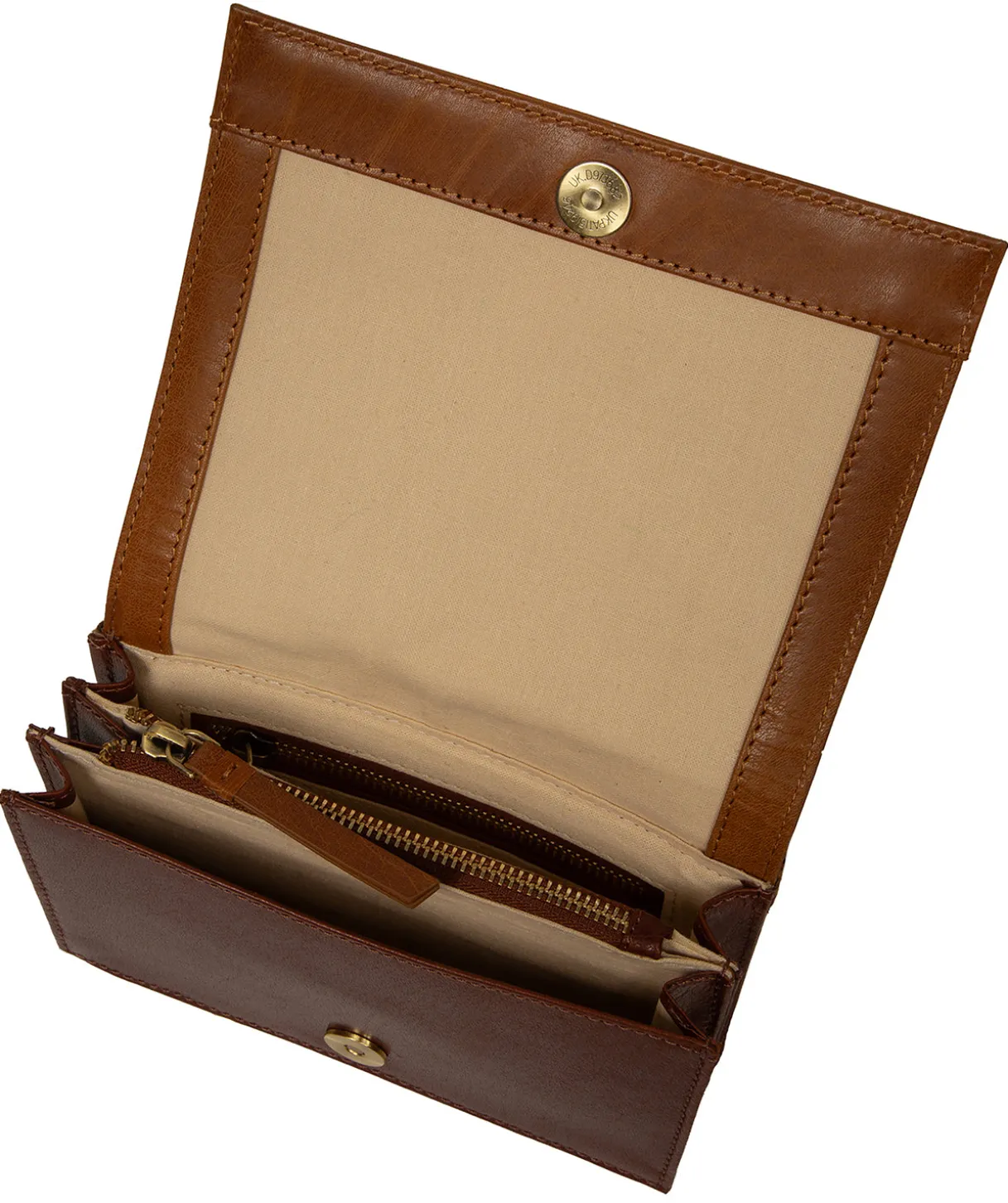 Fleur' Conker Brown & Dark Tan Leather Cross Body Bag
