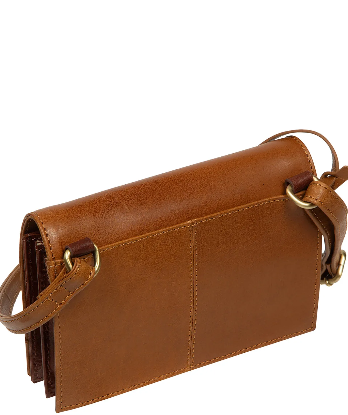 Fleur' Conker Brown & Dark Tan Leather Cross Body Bag