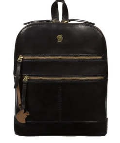 Francisca' Black Leather Backpack