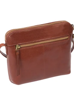 Frida' Conker Brown Leather Cross Body Bag
