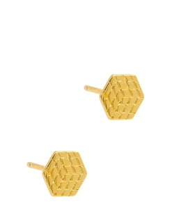Gift Packaged 'Amoli' 18ct Yellow Gold Plated 925 Silver Geometric Stud Earrings