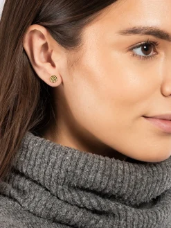 Gift Packaged 'Amoli' 18ct Yellow Gold Plated 925 Silver Geometric Stud Earrings