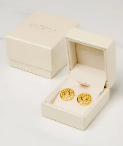 Gift Packaged 'Ana' 18ct Gold Plated 925 Silver & Cubic Zirconia Branch Earrings
