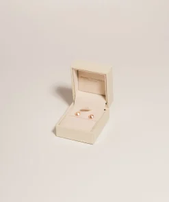 Gift Packaged 'Anika' 18ct Rose Gold 925 Silver Geometric Stud Earrings