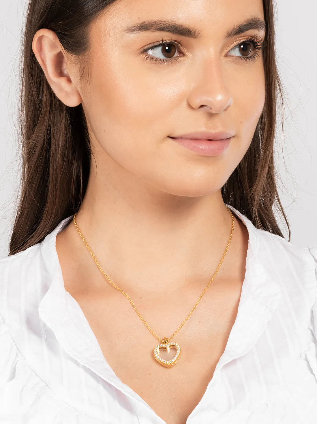 Gift Packaged 'Jordyn' 18ct Yellow Gold Plated 925 Silver & Cubic Zirconia Clear Heart Locket Necklace