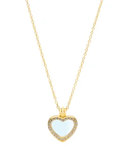 Gift Packaged 'Jordyn' 18ct Yellow Gold Plated 925 Silver & Cubic Zirconia Clear Heart Locket Necklace