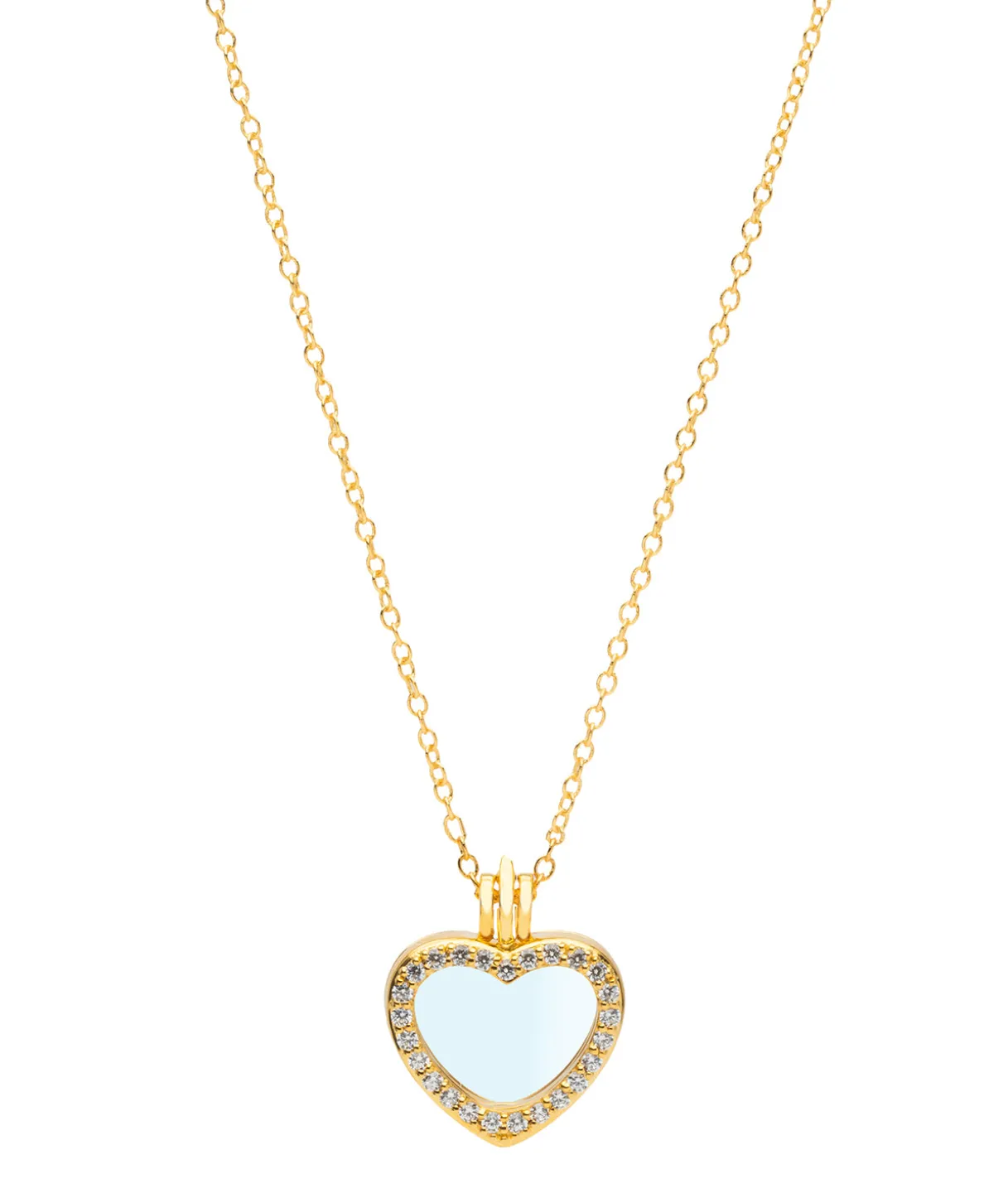 Gift Packaged 'Jordyn' 18ct Yellow Gold Plated 925 Silver & Cubic Zirconia Clear Heart Locket Necklace