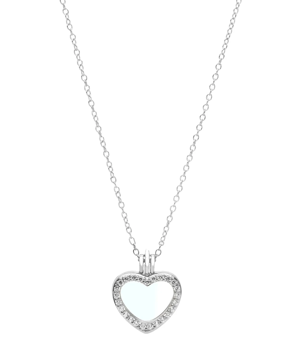 Gift Packaged 'Jordyn' 925 Silver & Cubic Zirconia Clear Heart Locket Necklace