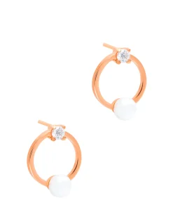 Gift Packaged 'Karson' 18ct Rose Gold Plated 925 Silver & Freshwater Pearl Earrings