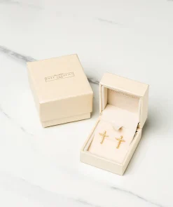 Gift Packaged 'Strand' 18ct Yellow Gold Plated 925 Silver & Cubic Zirconia Earrings
