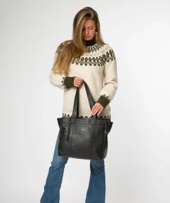 Gisella' Black Leather Tote Bag