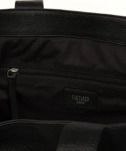 Gisella' Black Leather Tote Bag