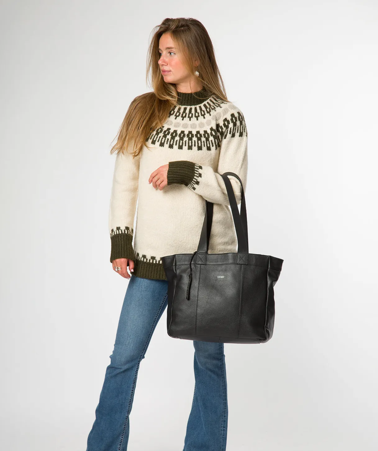 Gisella' Black Leather Tote Bag