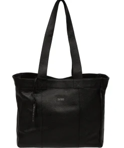 Gisella' Black Leather Tote Bag