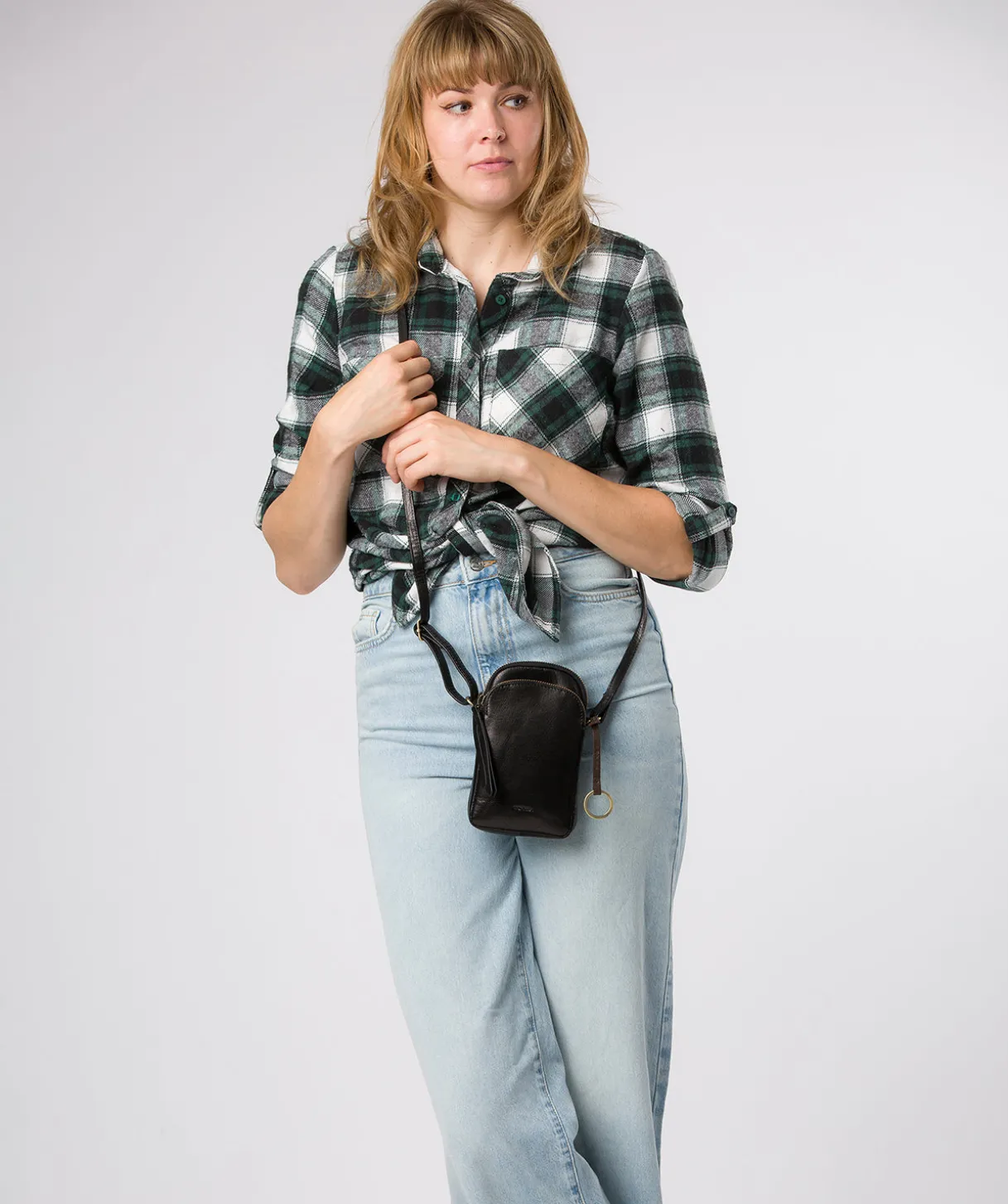 Giselle' Black Leather Cross Body Phone Bag