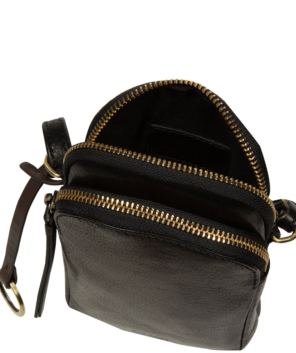 Giselle' Black Leather Cross Body Phone Bag