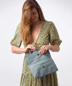 Golders' Cashmere Blue Leather Clutch Bag