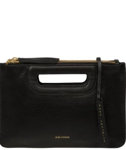 Guinevere' Black Leather Clutch Bag