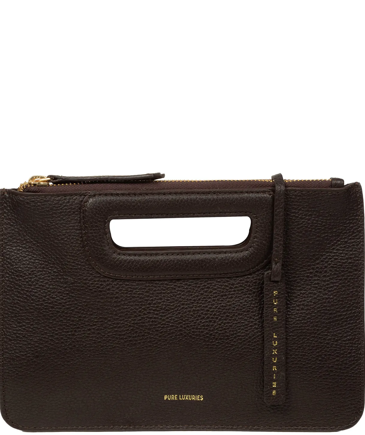 Guinevere' Espresso Leather Clutch Bag