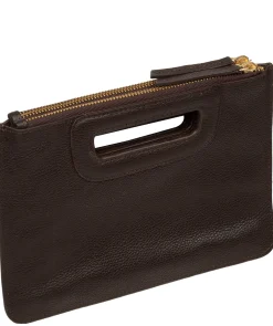 Guinevere' Espresso Leather Clutch Bag