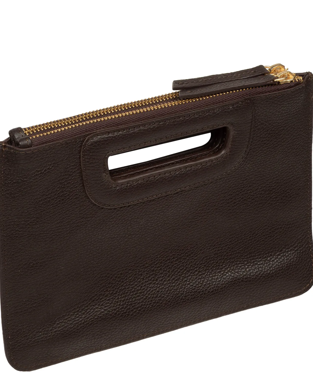 Guinevere' Espresso Leather Clutch Bag