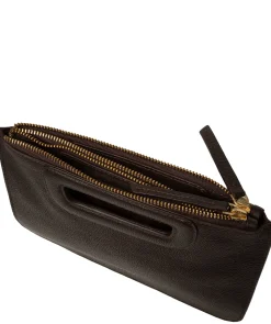 Guinevere' Espresso Leather Clutch Bag
