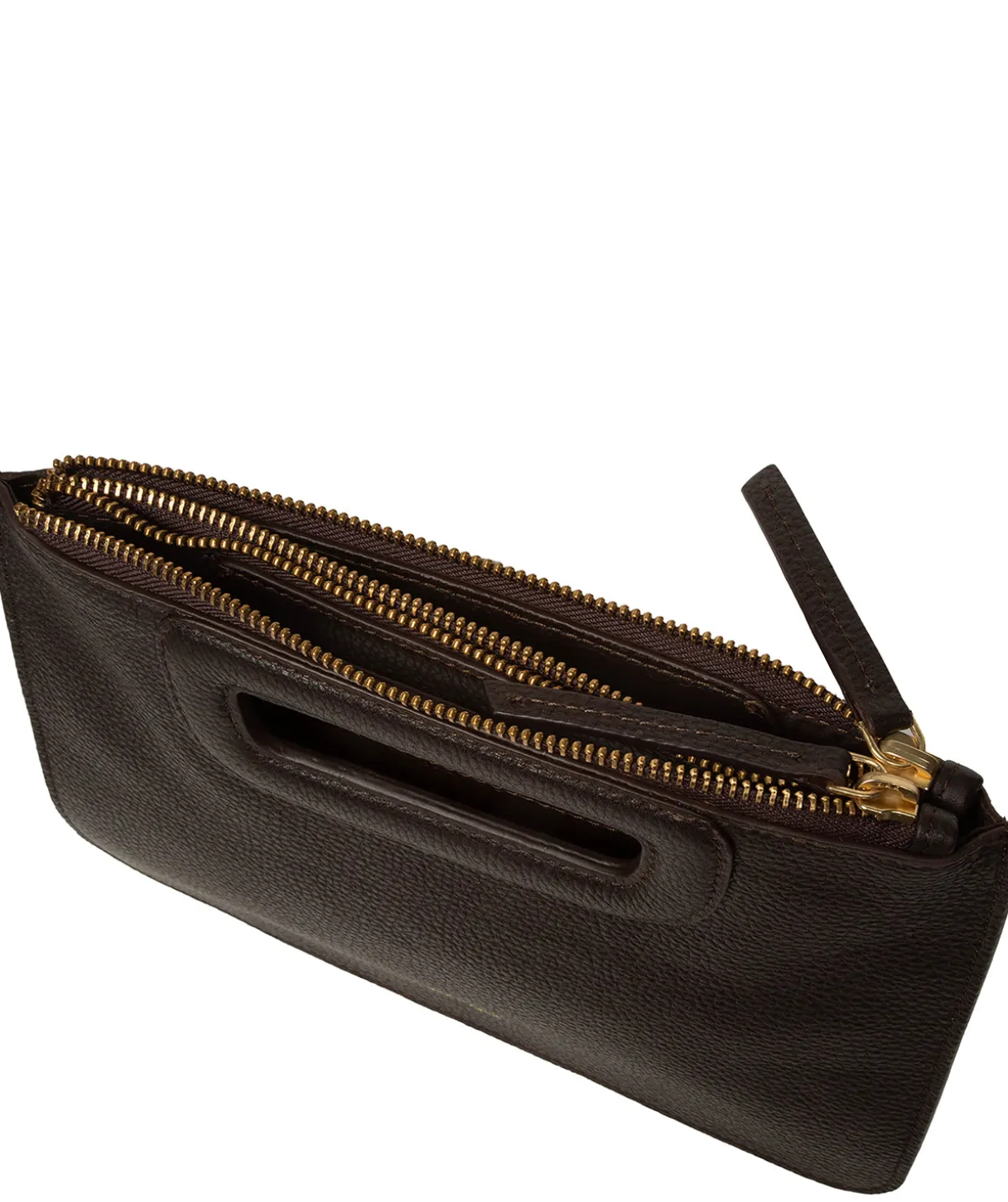 Guinevere' Espresso Leather Clutch Bag