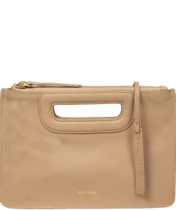 Guinevere' Latte Leather Clutch Bag