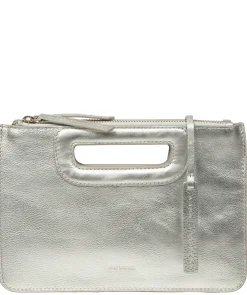 Guinevere' Metallic Silver Leather Clutch Bag