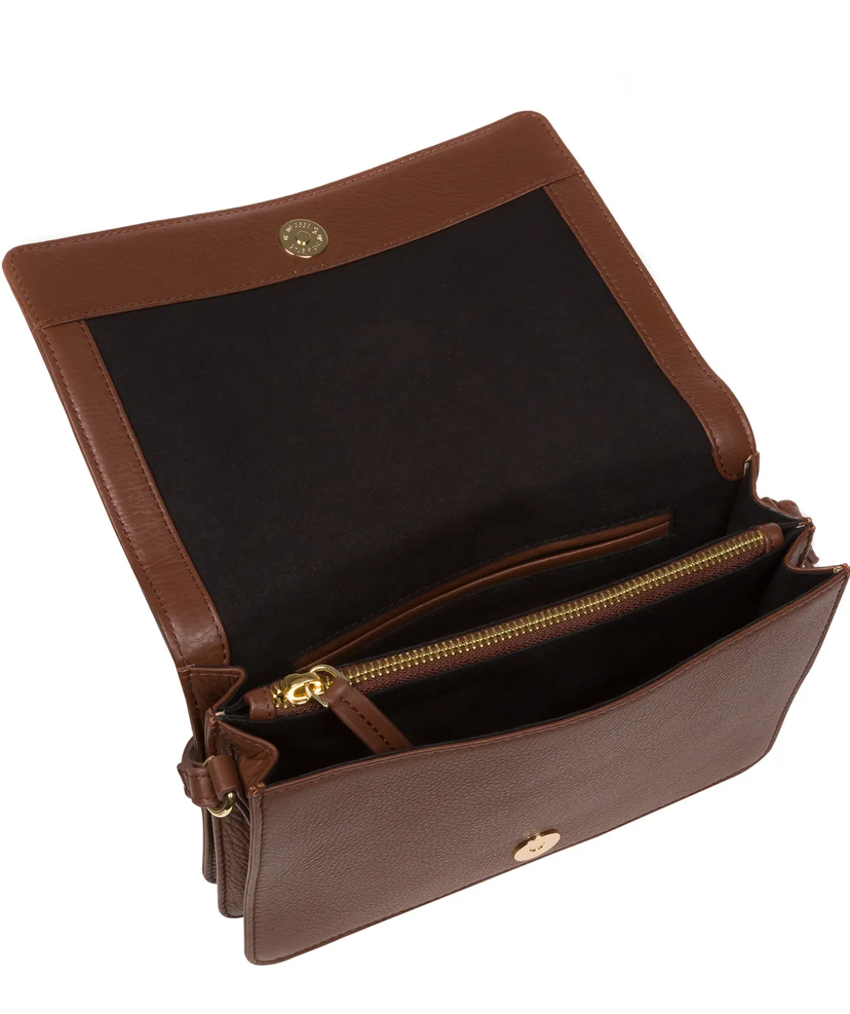 Gwen' Dark Tan Nappa Leather Cross Body Bag