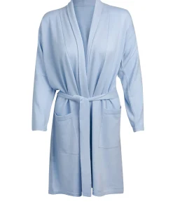 Hallbeck' Powder Blue Small Merino Wool and Cashmere Dressing Gown