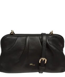 Halsey' Black Nappa Leather Cross Body Clutch Bag