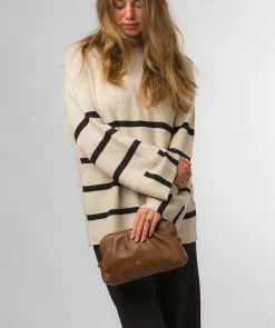 Halsey' Chestnut Nappa Leather Cross Body Clutch Bag