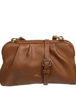Halsey' Chestnut Nappa Leather Cross Body Clutch Bag