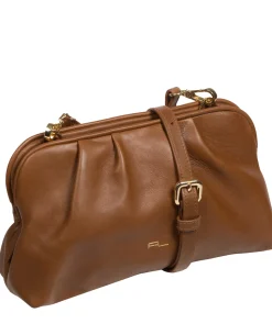 Halsey' Chestnut Nappa Leather Cross Body Clutch Bag