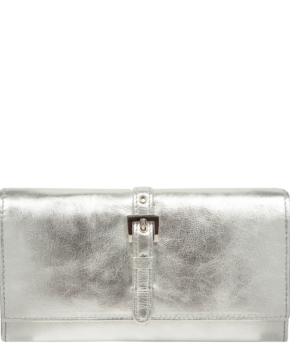 Harriet' Metallic Silver Leather Purse